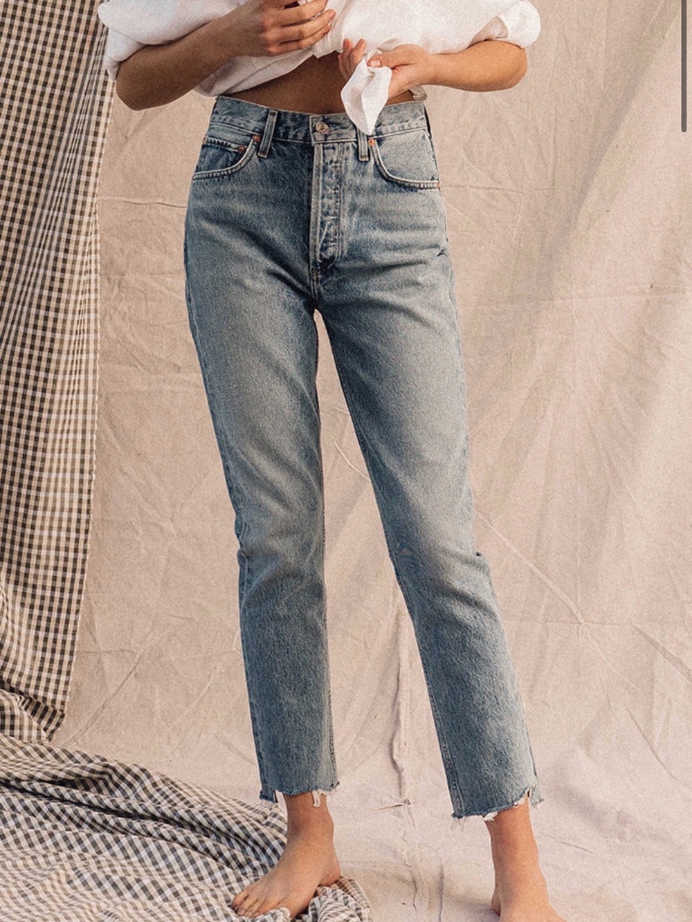 AGOLDE Riley High Rise Straight Crop Jeans Size 26 Zephyr